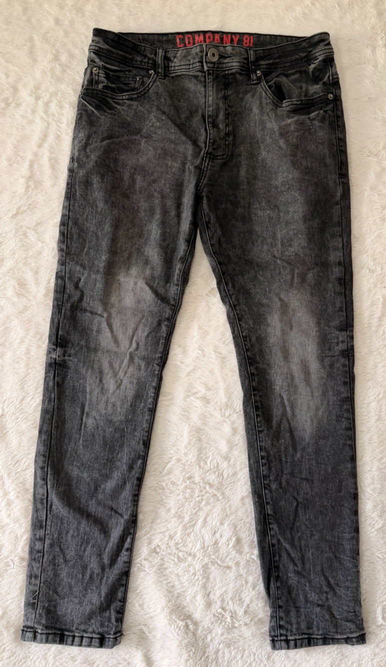 Company 81 Mens Size 34x30 Gray Acid Wash Slim Stretch Denim Jeans